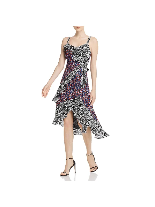 Kathy Womens Silk Floral Midi Dress