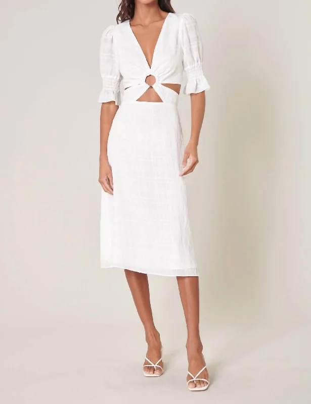 The Bali Cutout Midi Dress In White