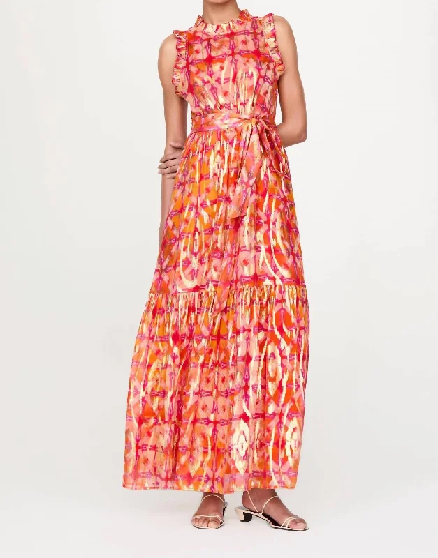 Alice Maxi Dress In Metallic Guava