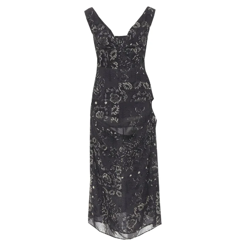 Yohji Yamamoto floral paisley cut out draped midi dress