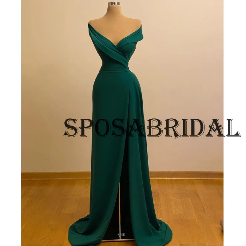 Charming V-Neck Green Mermaid Evening Prom Dresses PD2366