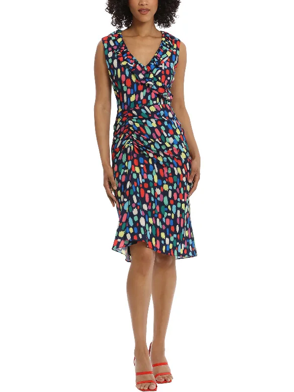 Womens Printed Sleeveless Midi Dress