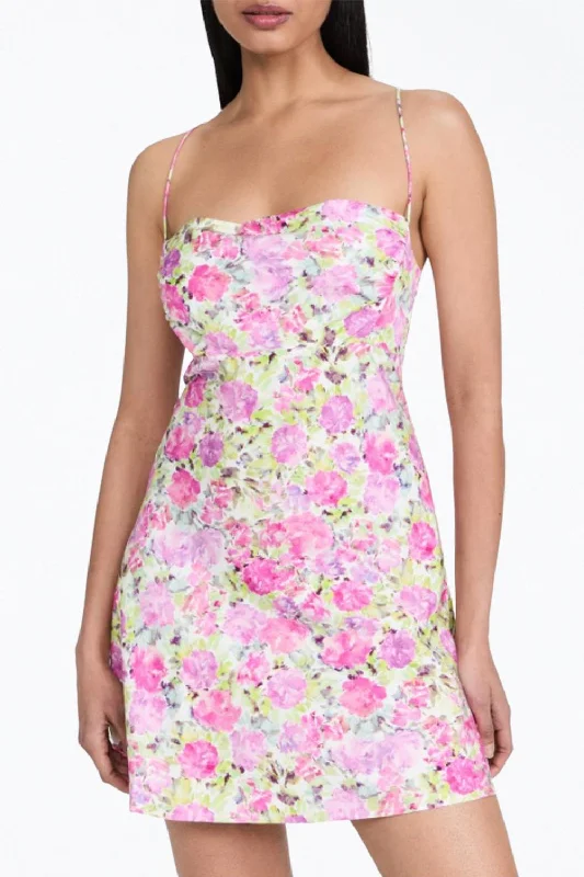 Paulina Floral-Print Open-Back Mini Dress In Pink