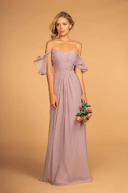 Elizabeth K GL2615 - Cold Shoulder A-Line Evening Dress