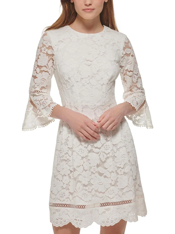 Womens Lace Mini Fit & Flare Dress