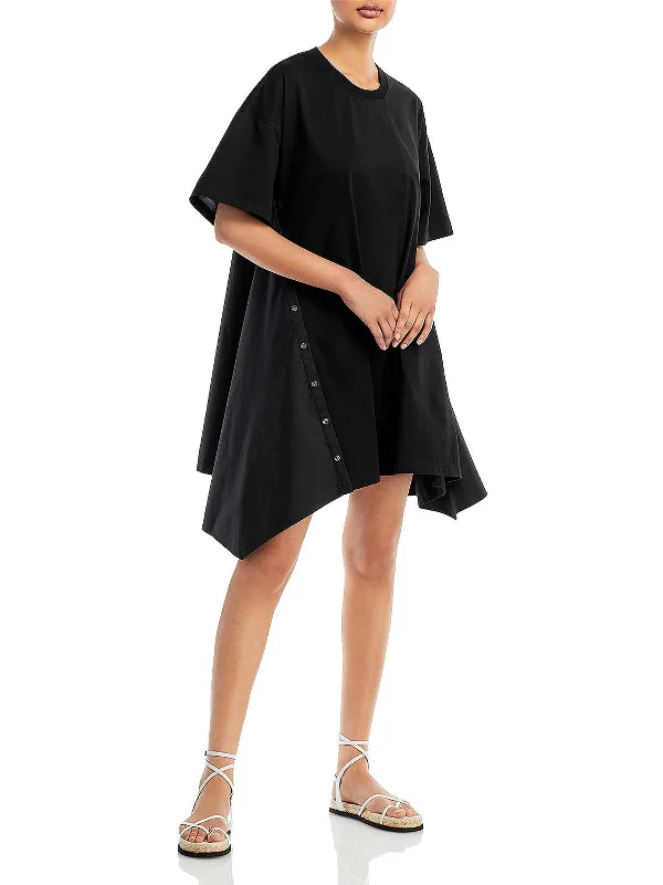 Womens Handkerchief Hem Mini T-Shirt Dress