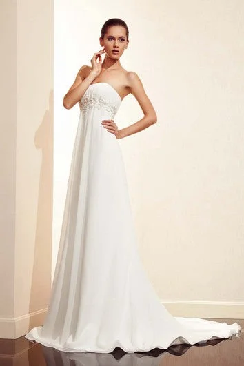 Sleeveless Floor-length Empire Long Train Dress