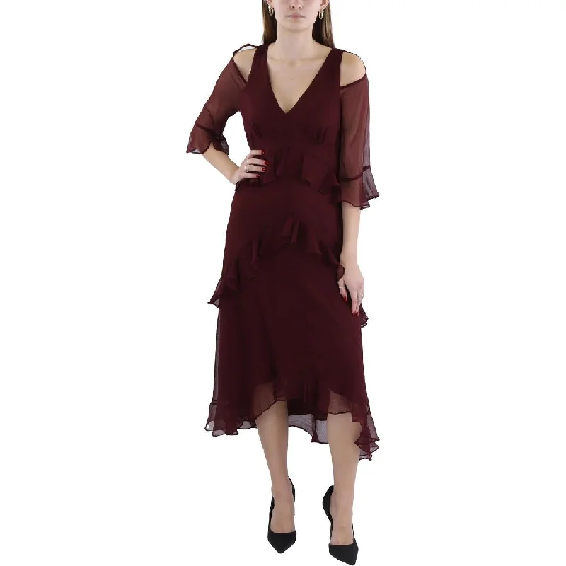 Womens Hi Low Midi Cocktail And Party Dress