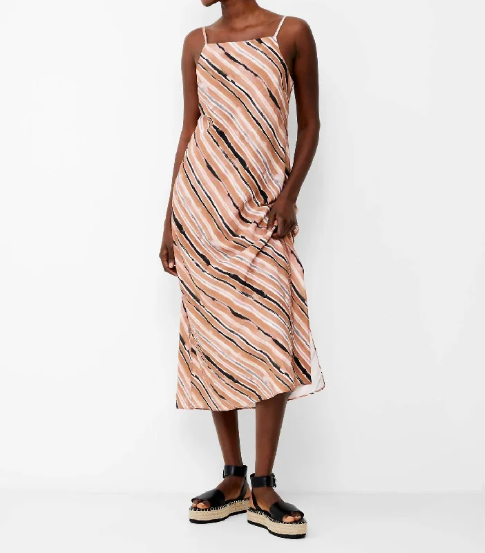 Gaia Flavia Textured Midi Dress In Mocha Mousse