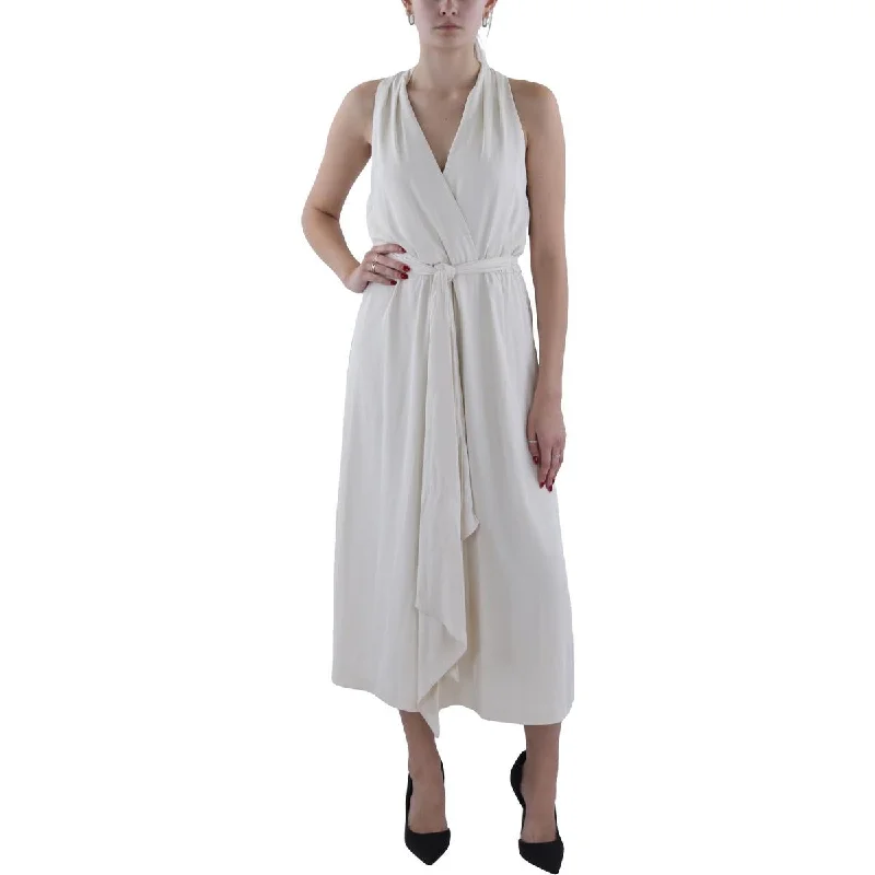 Womens Midi A-Line Halter Dress