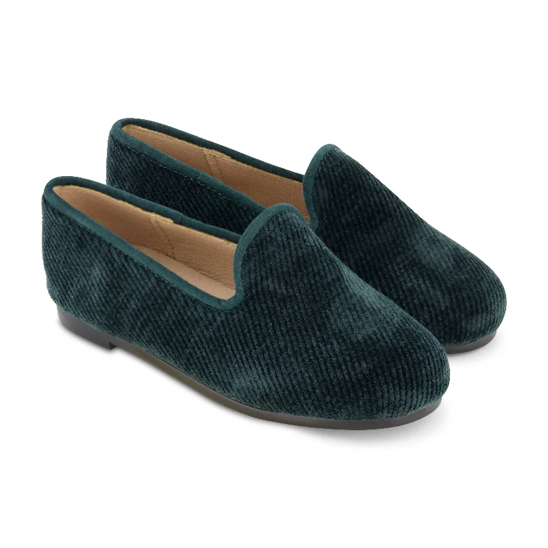 Zeebra Kids Corded Velvet Loafers - Green