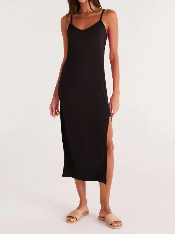 Cora Midi Dress In Black