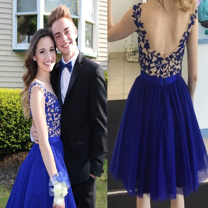 New Arrival Royal Blue open back elegant freshman formal cocktail homecoming prom dresses, BD00178