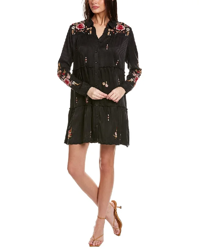 Johnny Was Anacapri Tiered Silk-Blend Mini Dress