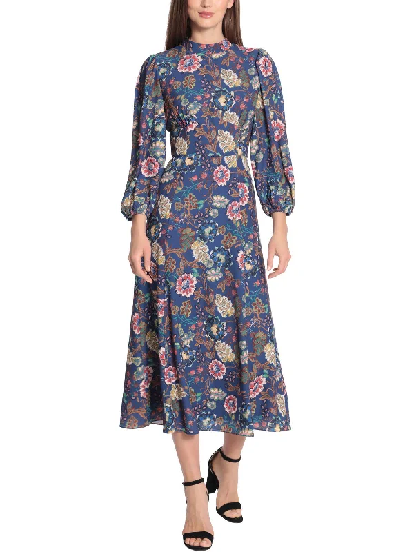 Womens Floral Midi Wear to Work Dress