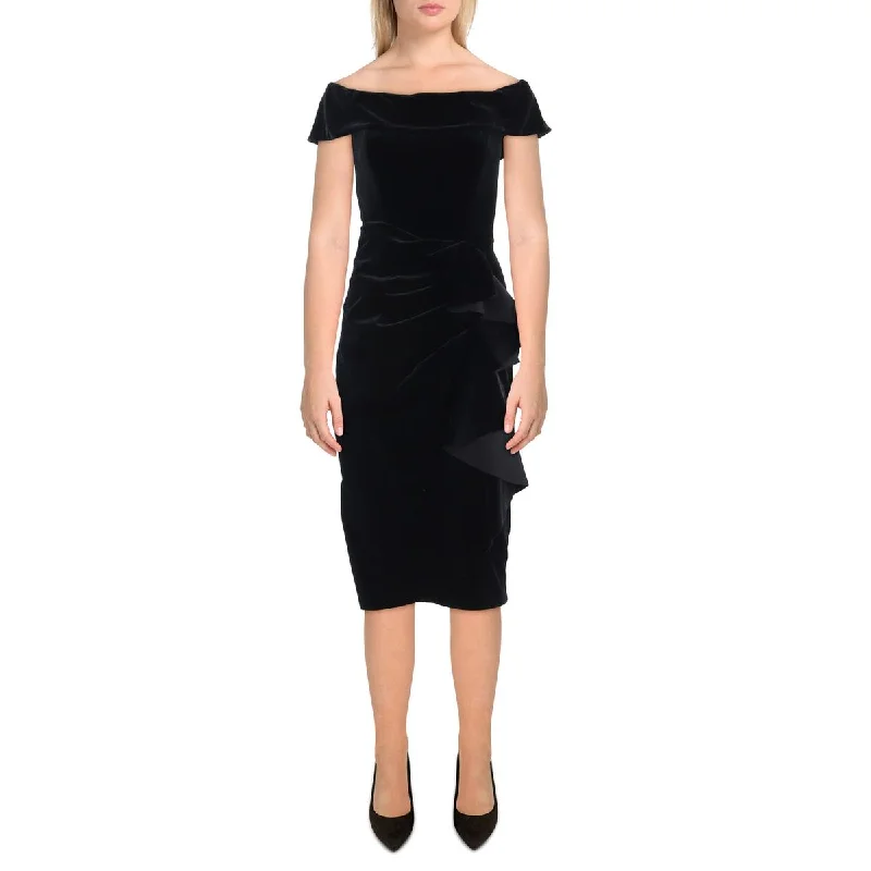 Womens Vevlet Midi Cocktail And Party Dress