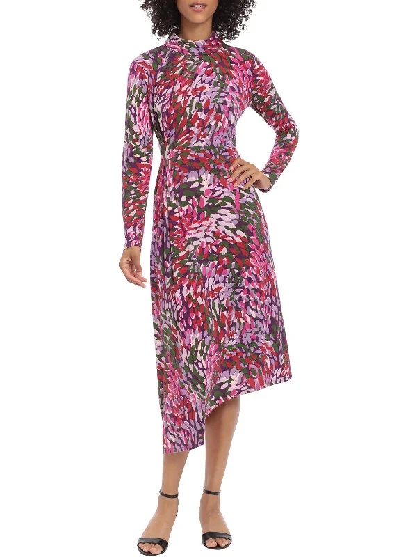 Womens Printed Calf Midi Dress