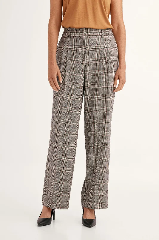 Pantalon jambe large à carreaux - Femme