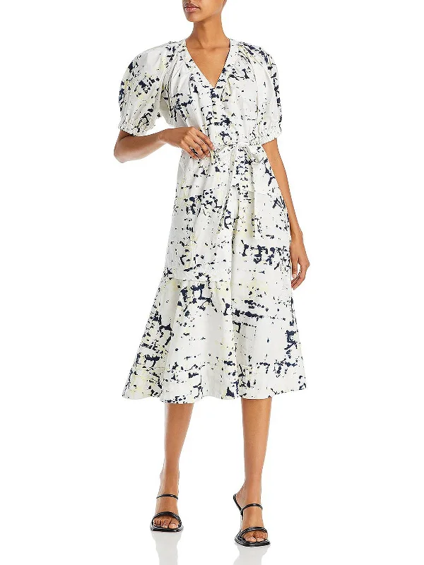 Womens Poplin Batik Midi Dress