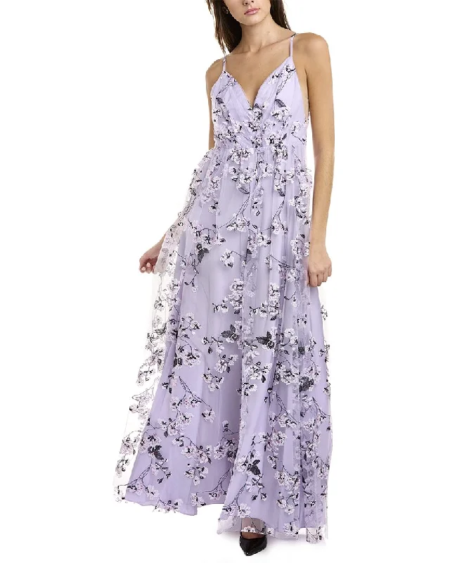 ML Monique Lhuillier Tulle Maxi Gown