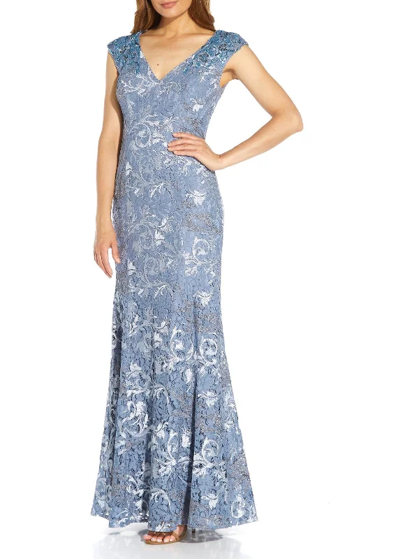 Womens Embroidered Maxi Evening Dress