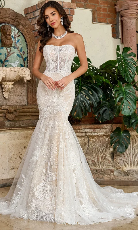 Rachel Allan RB5066 - Semi-Sweetheart Appliqued Bridal Gown