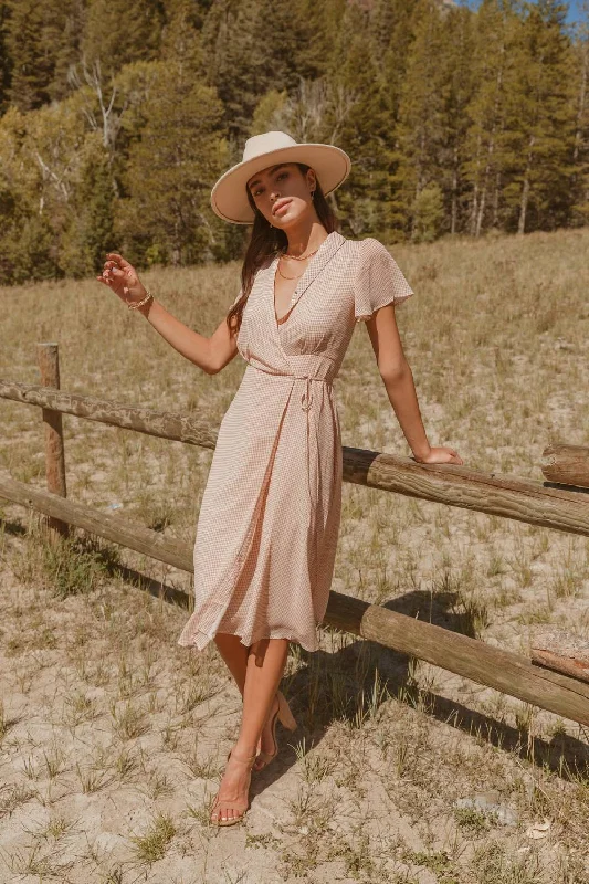 Gingham Midi Dress In Rust