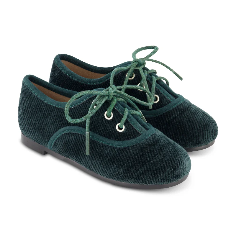 Zeebra Kids Corded Velvet Lace Up Shoes - Green