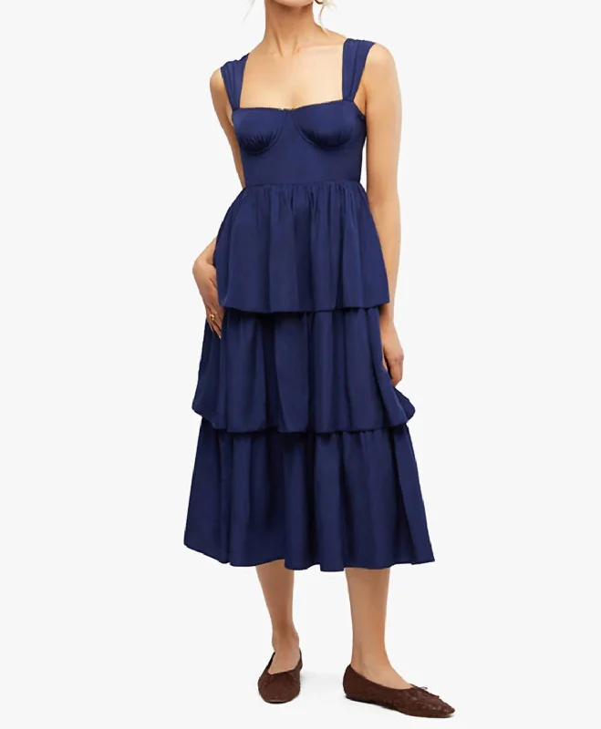 Corset Maxi Dress In Navy