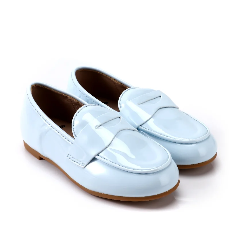 Zeebra Kids Patent Leather Penny Loafers - Ice Blue