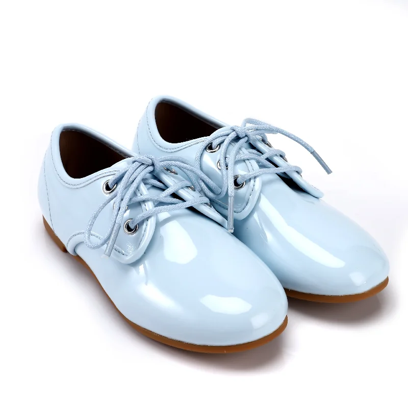 Zeebra Kids Patent Leather Lace Ups - Ice Blue