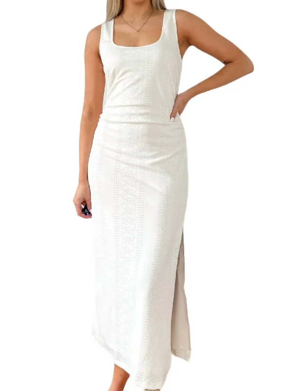 Lilian Knit Eyelet Maxi Dress In White