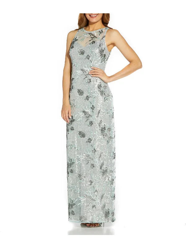 Womens Embellished Maxi Evening Dress