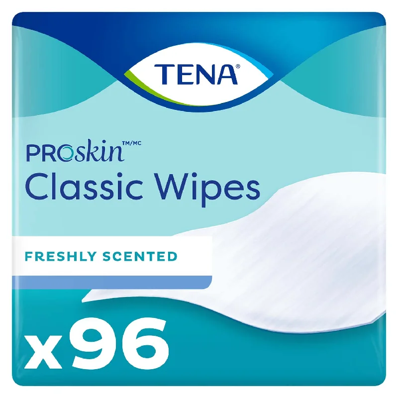 TENA ProSkin Classic Washcloth, Premoistened Wipe, Scented, 96 Count