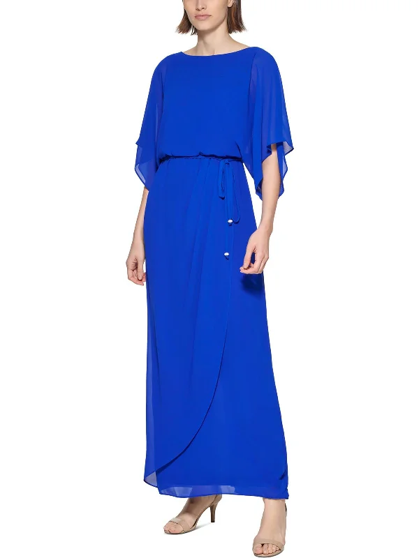 Petites Womens Dolman Long Maxi Dress