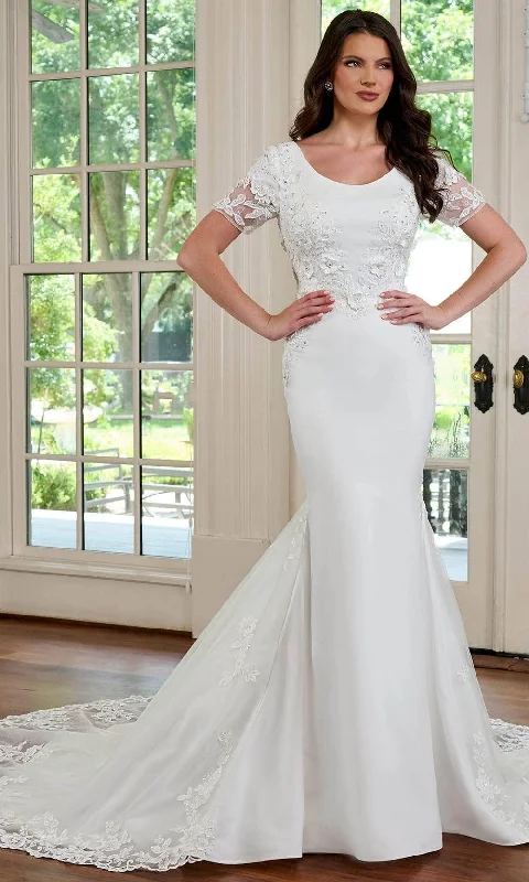 Rachel Allan RB5041 - Sheer Sleeve Mermaid Bridal Gown