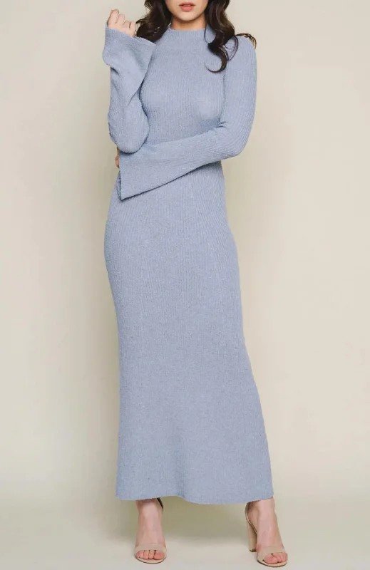 Cut-Out Back Maxi Dress In Dusty Blue