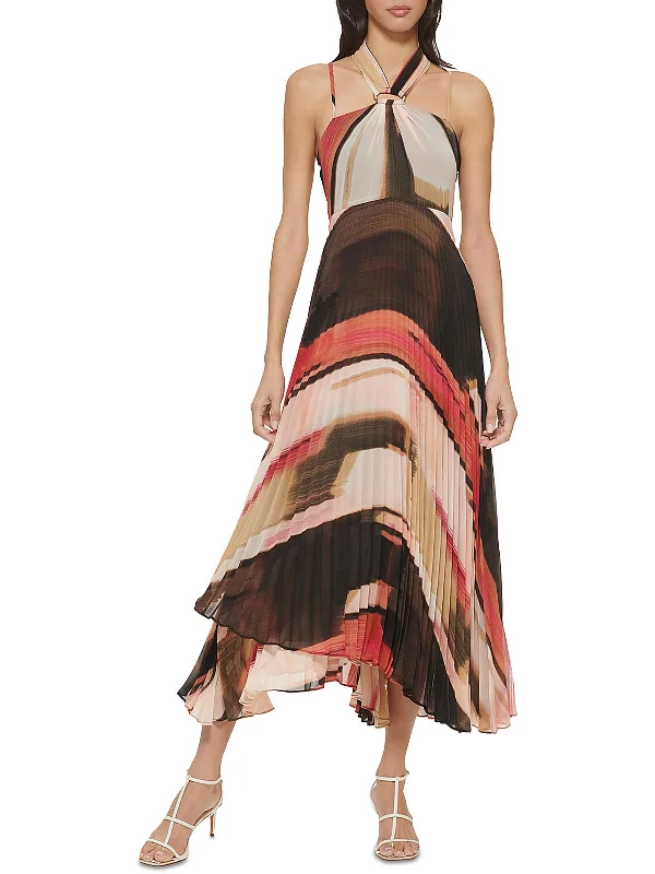 Womens Printed Chiffon Maxi Dress