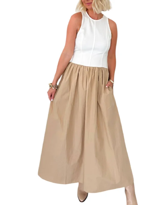 Double Dream Midi Dress In Beige