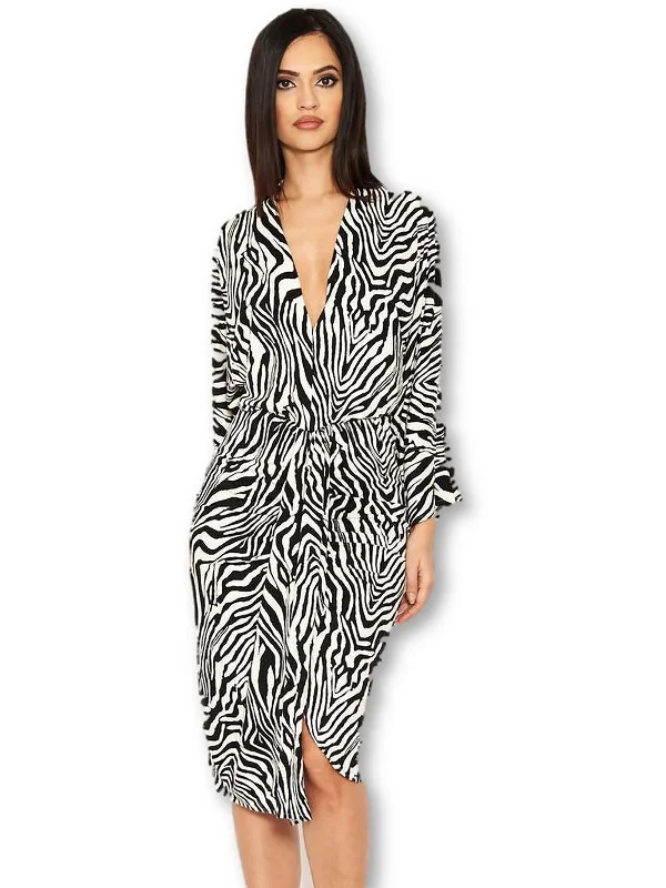 Juniors Womens Zebra Print Mini Sheath Dress