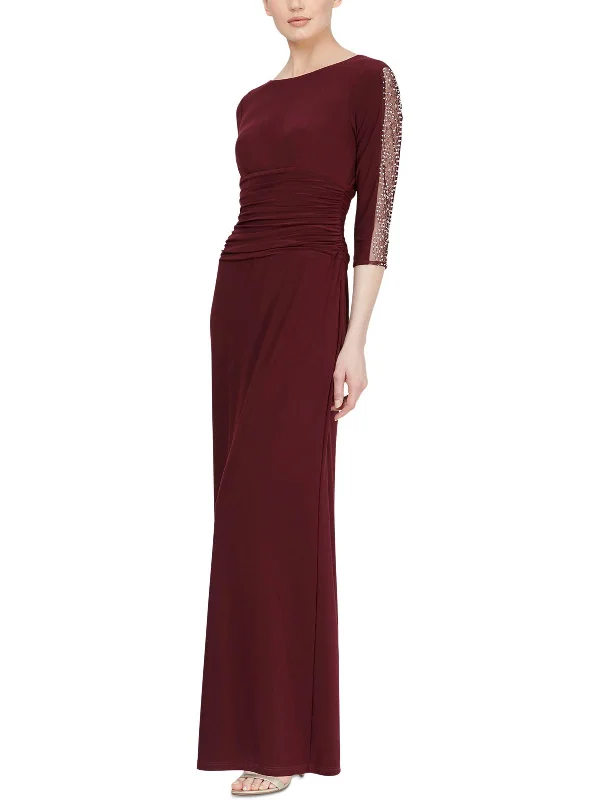 Womens Beaded Maxi Evening Dress