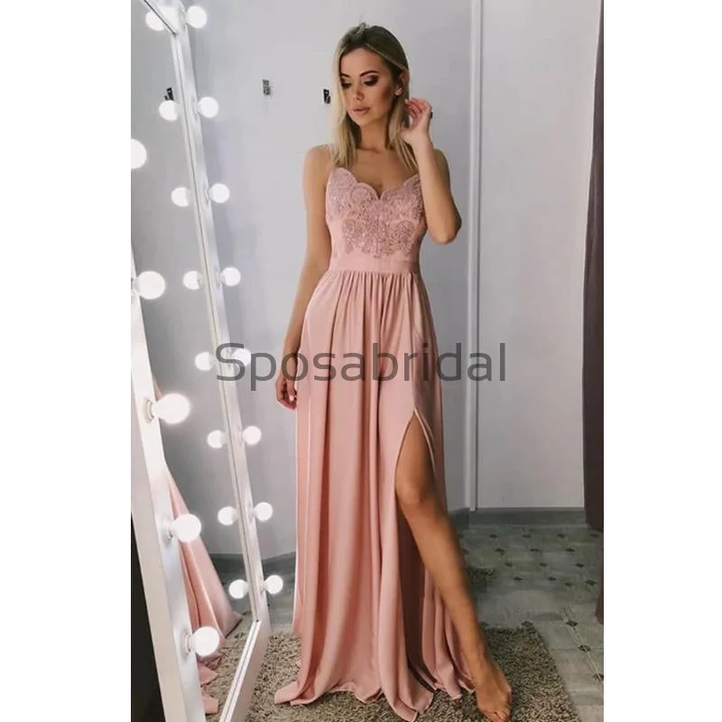 A-line Spaghetti Straps Popular Lace Modest Prom Dresses PD2157