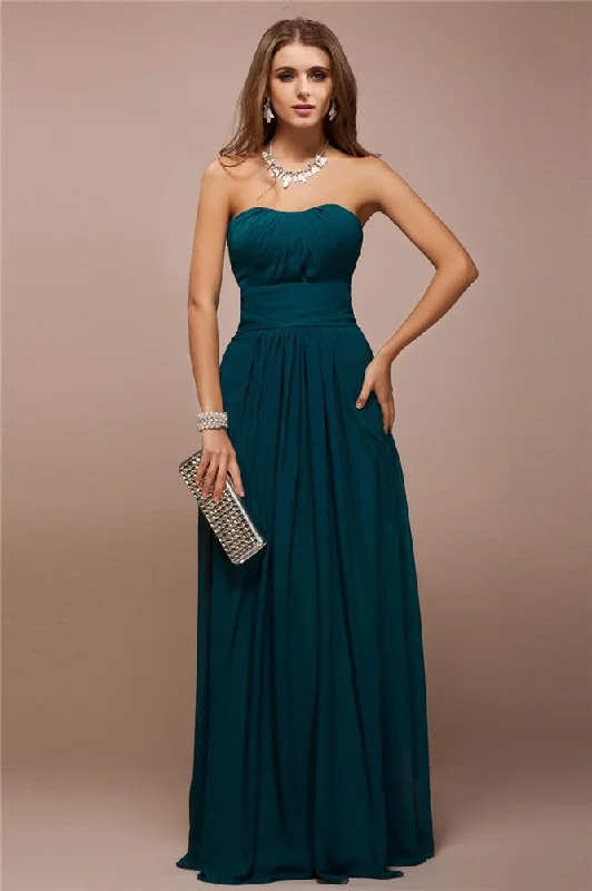 Sheath/Column Sweetheart Sleeveless Ruffles Long Bridesmaid Dresses