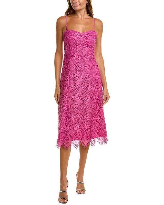 Donna Karan Tile Lace Fit & Flare Midi Dress