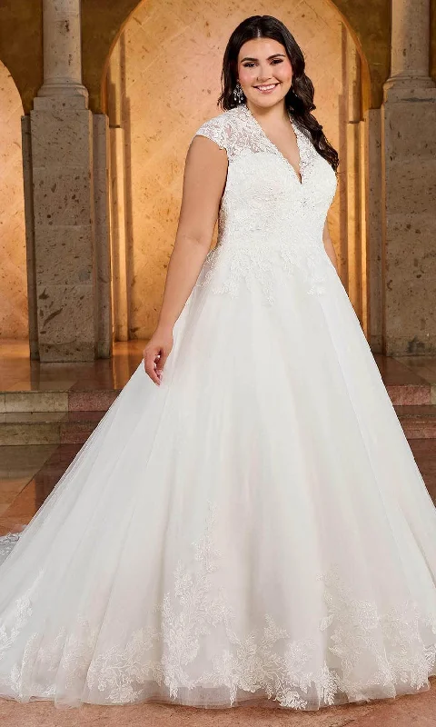 Rachel Allan RB3193 - Cap Sleeve Lace Bridal Gown