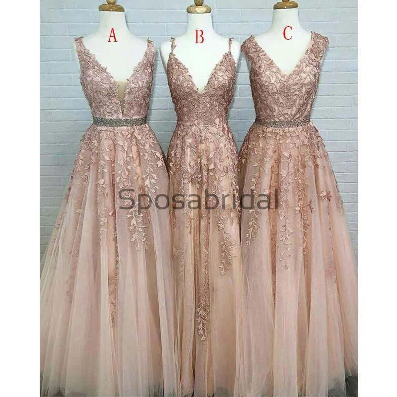 A-line V-Neck Lace Hot Sale Mismatched Formal Prom Dresses PD2002