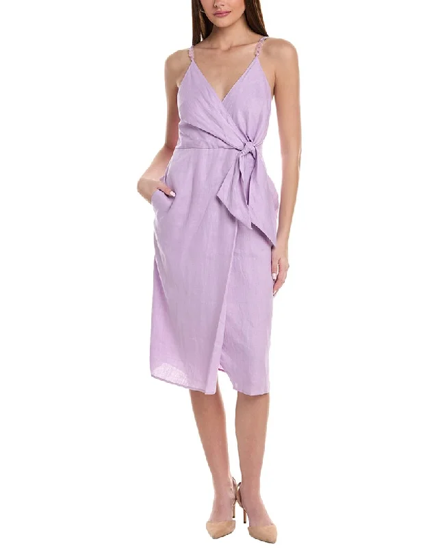 Reiss Esme Linen Tie Side Midi Dress