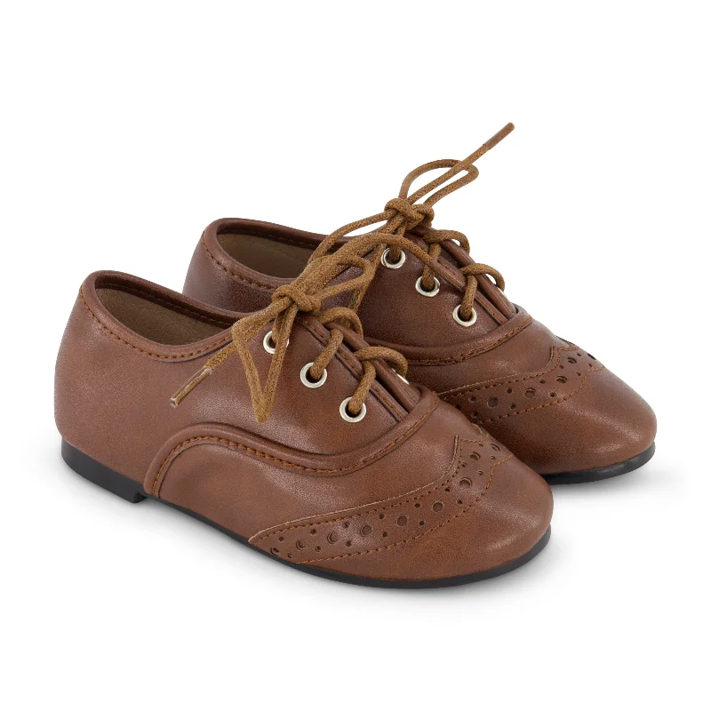 Zeebra Kids Wingtip Lace Up Shoes - Luggage