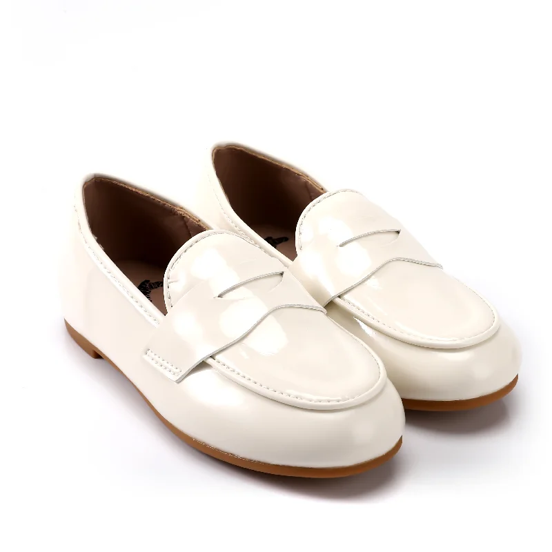 Zeebra Kids Patent Leather Penny Loafers - Pearl