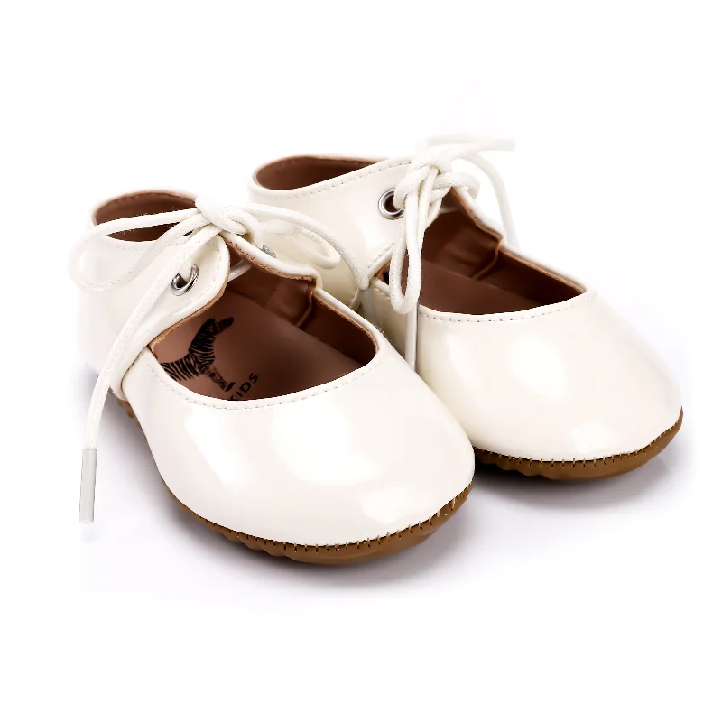 Zeebra Kids Patent Leather Mary Janes - Rubber Sole - Pearl